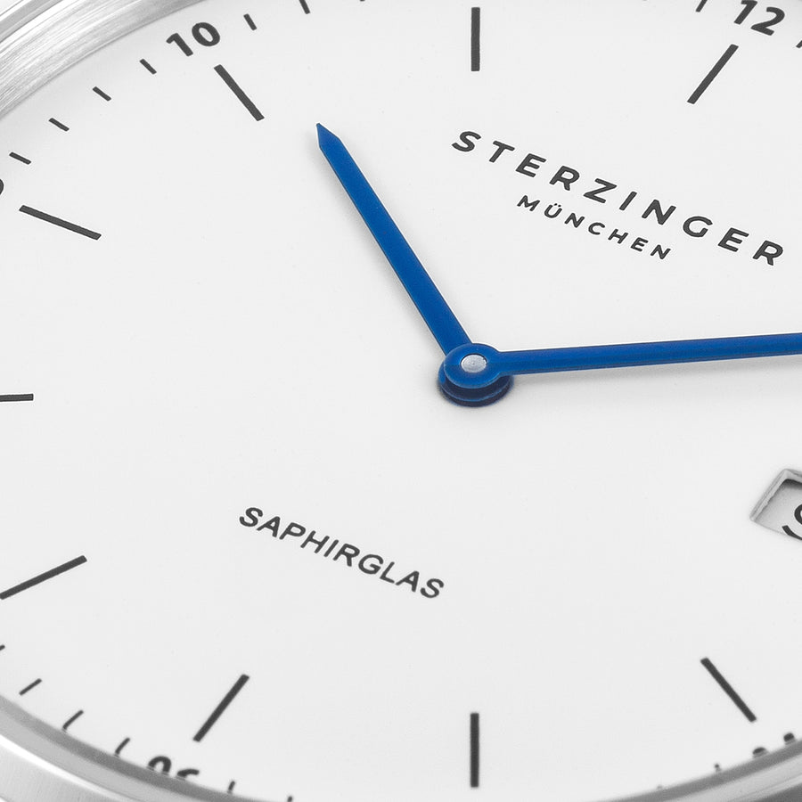 Herren Quarzuhr silber Echtleder, Made in Italy braun