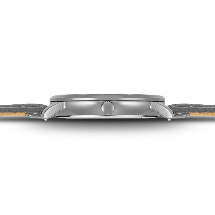 Herren Quarzuhr grau Echtleder, Made in Italy anthrazit